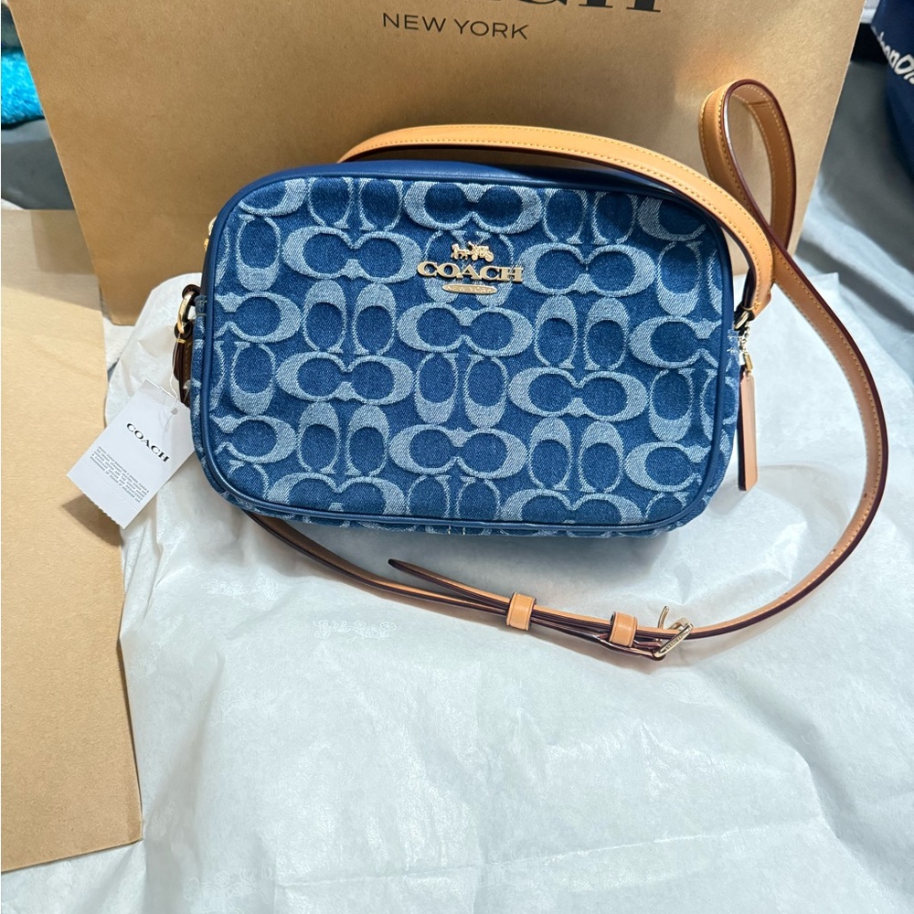 Coach Blue Crossbody Bag with Monogram Pattern
